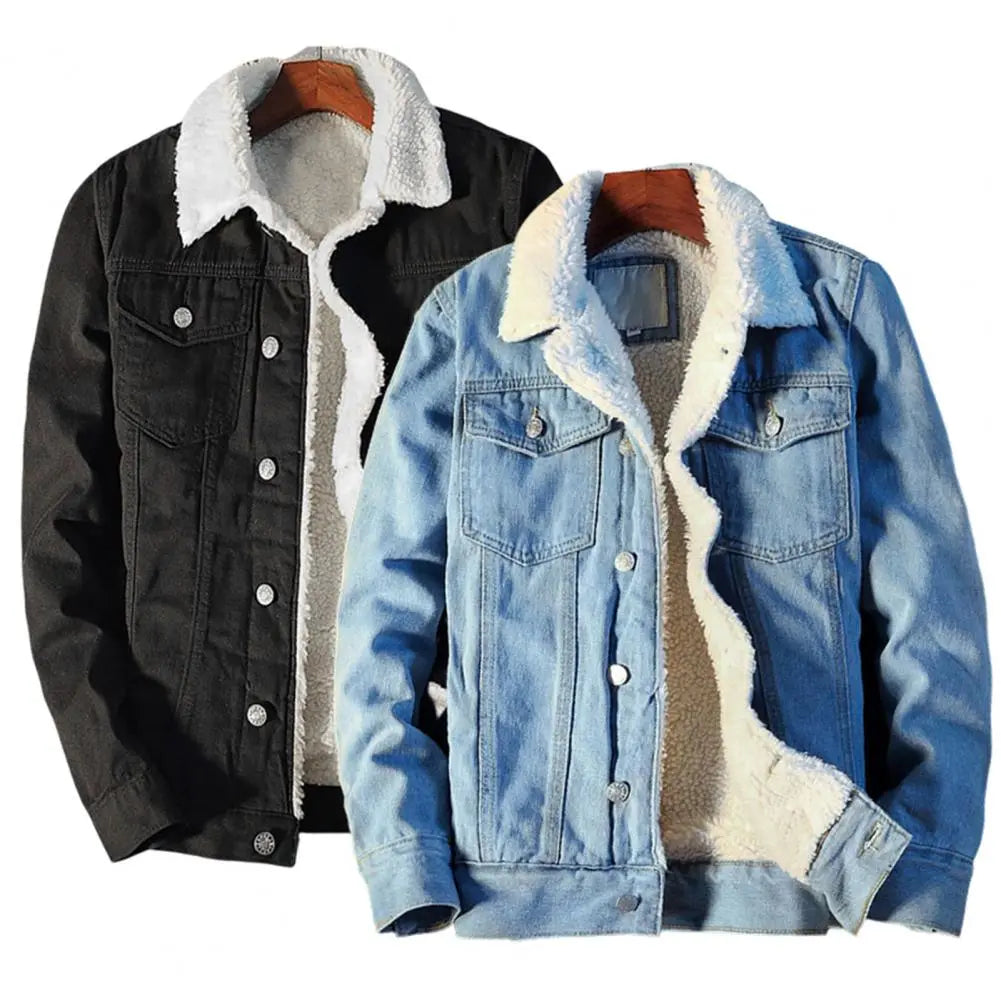 Men's Denim Jacket with Warm Fleece Lining – Tobias