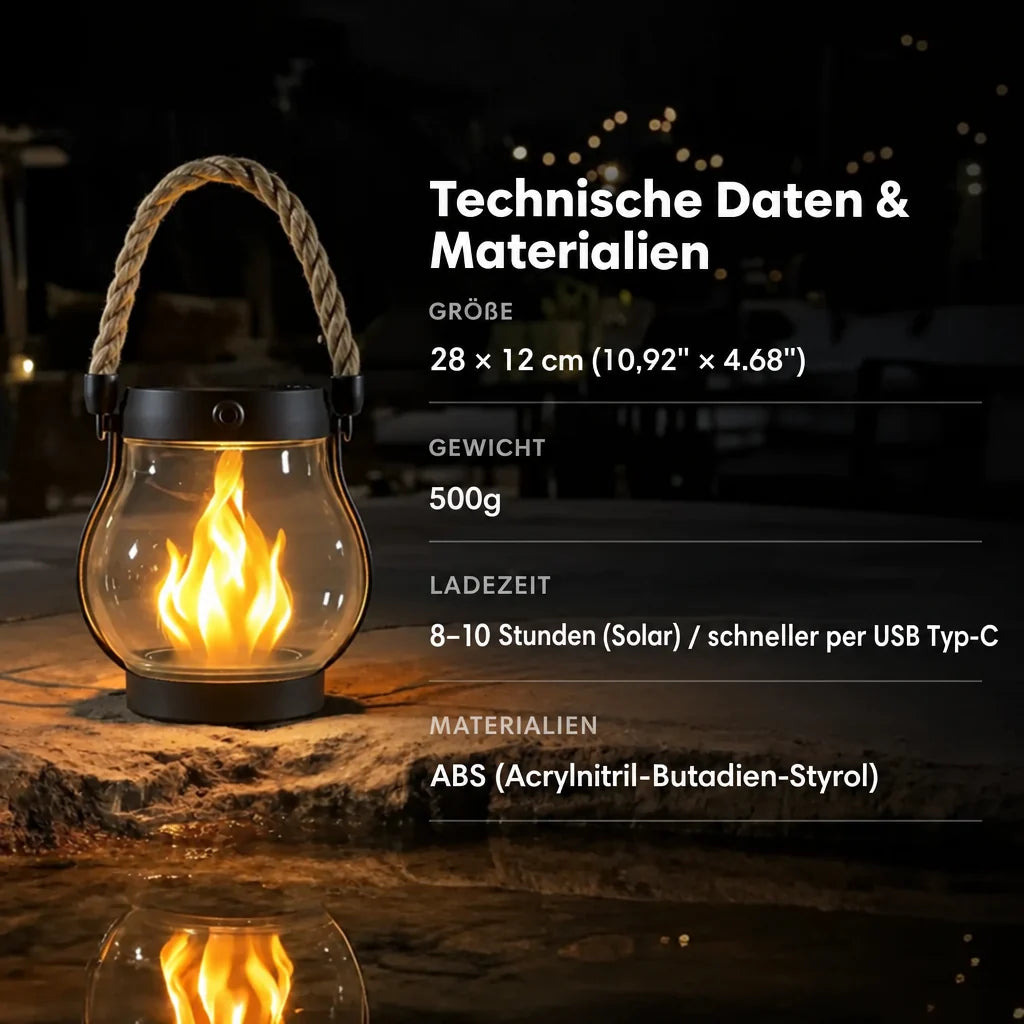 Outdoor Solar Lantern with Flickering Flame Effect