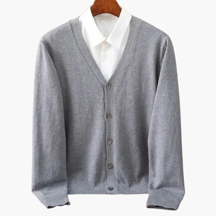Men’s V‑Neck Button‑Front Cardigan – Classic Knit Layer
