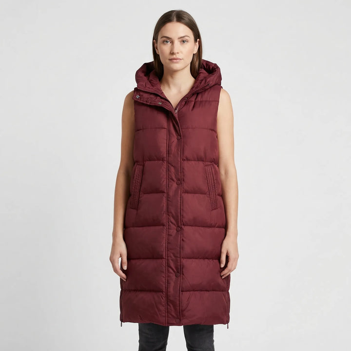 Midi-Length Padded Vest - Hazel