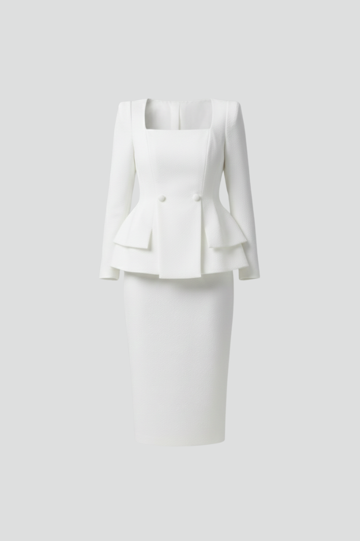 Kylie | Women’s Square Neck Blazer and Skirt Suit