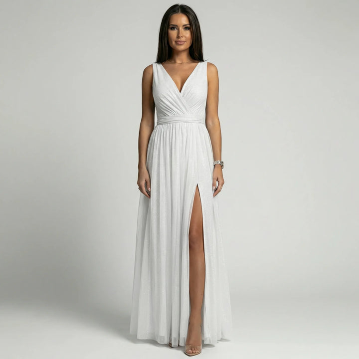 Sleeveless V-Neck Evening Gown - Lynne