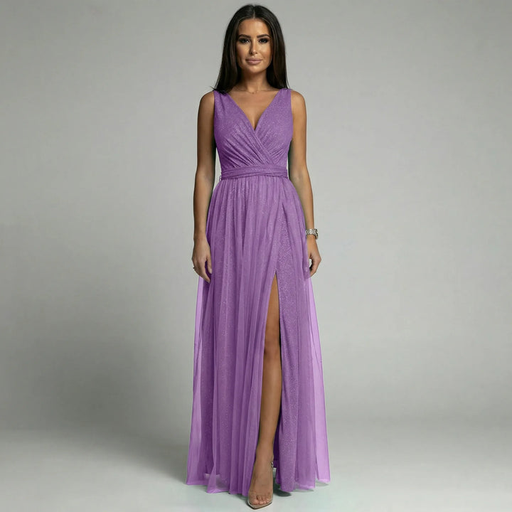 Sleeveless V-Neck Evening Gown - Lynne