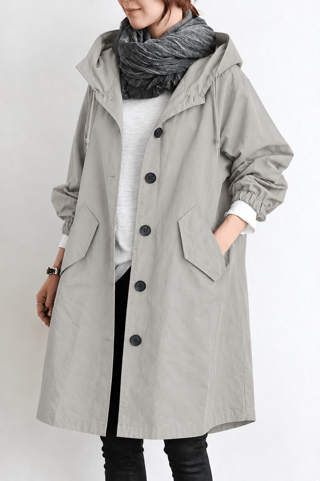 Women's Waterproof Rain Trench Coat with Hood – Lightweight Coat for Spring and Autumn