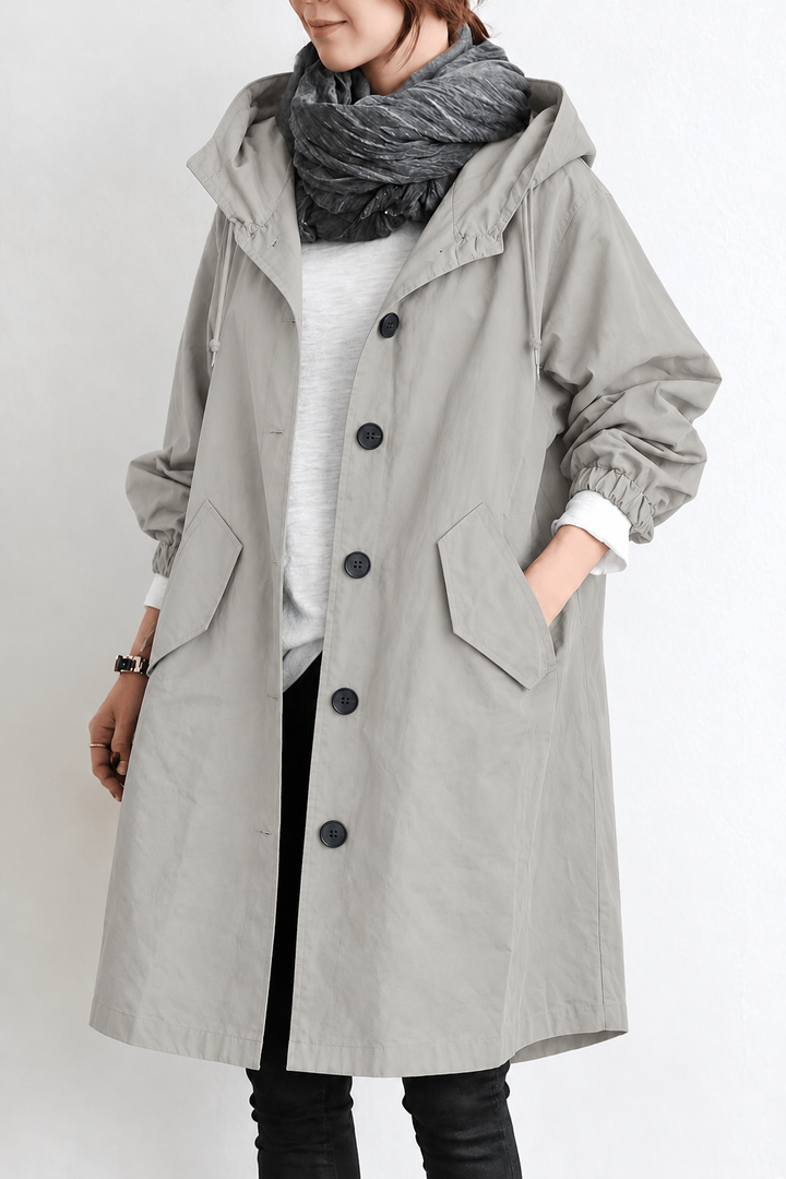 Women's Waterproof Rain Trench Coat with Hood – Lightweight Coat for Spring and Autumn