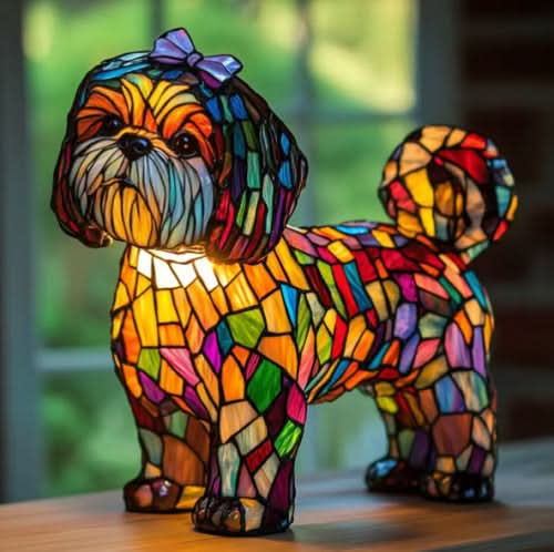 Dog Breed Night Light with Warm Glow, 6-Inch USB Powered Lamp with Inline Switch