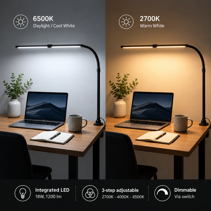 Dimmable Desk Lamp - 3 Light Colours & Adjustable Design