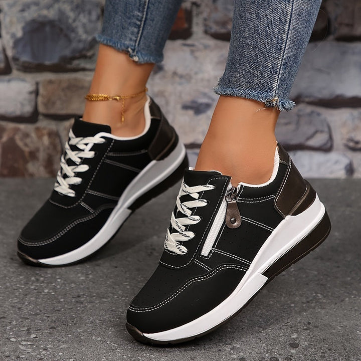 Orthopedic Women's Sneakers | Wedge Sole with Zip & Laces