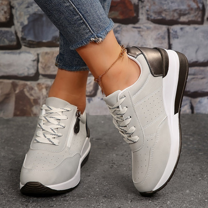 Orthopedic Women's Sneakers | Wedge Sole with Zip & Laces
