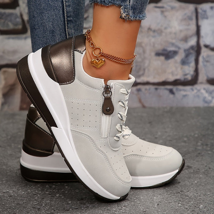 Orthopedic Women's Sneakers | Wedge Sole with Zip & Laces