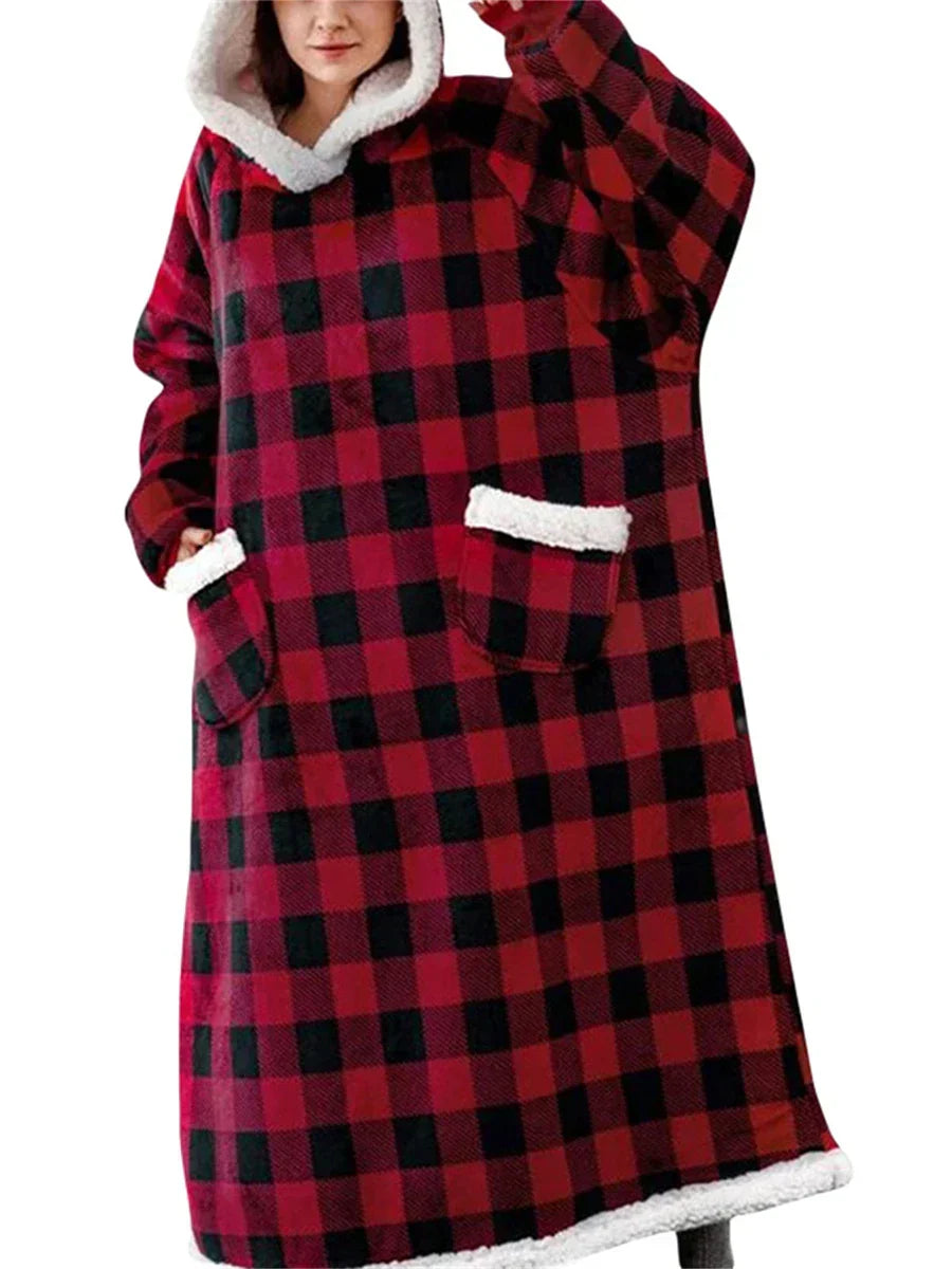 Oversized Hooded Blanket with Front Pocket - Lola