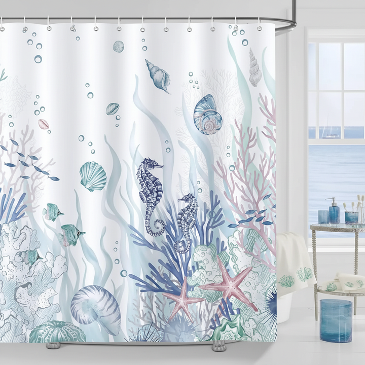 Ocean Print Polyester Shower Curtain - OceanMuse