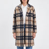 Long Checkered Lapel Coat for Women