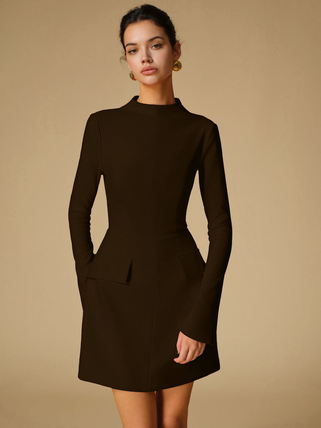 Simple long-sleeved dress with a tailored fit - Pauline