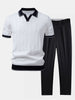 Men's ribbed polo shirt & tapered pants – smart-casual set