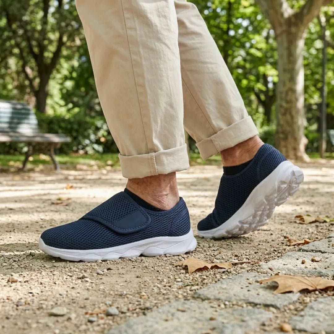 Comfortable Orthopedic Walking Shoes with Hook-and-Loop Strap for Wide or Swollen Feet