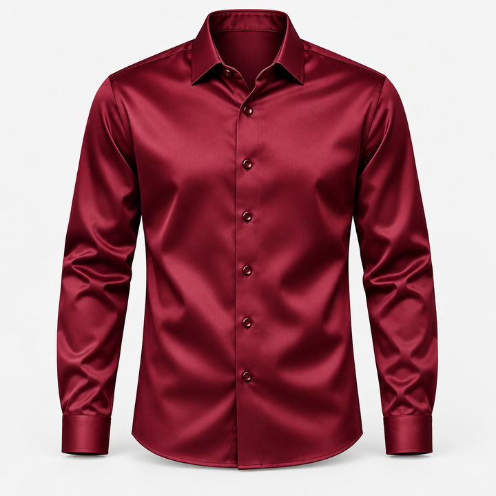 Men's Slim Fit Shirt – Satin Look with Stretch