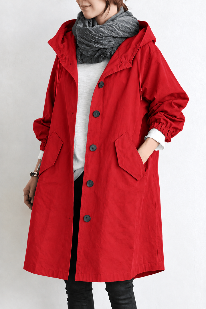 Women's Waterproof Rain Trench Coat with Hood – Lightweight Coat for Spring and Autumn
