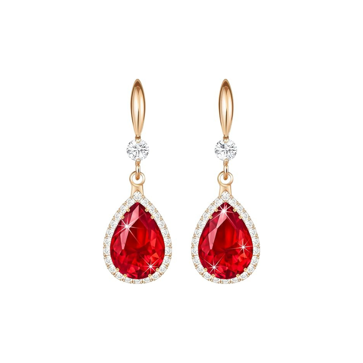 Elegant pink gold earrings with drop-shaped cubic zirconia