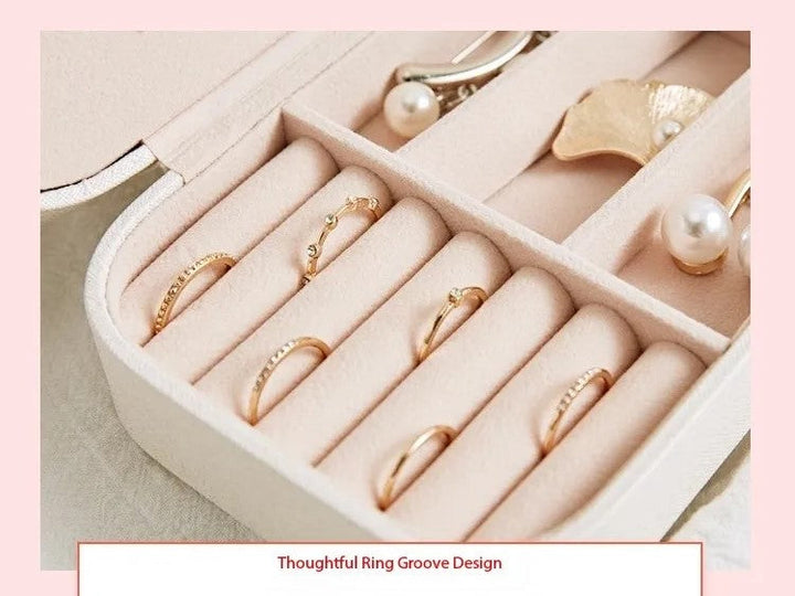 Double-Layer Portable Leather Jewelry Box