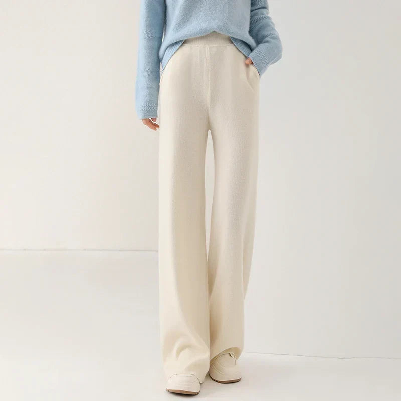 Women's Merino Wool Pants High Waist Wide-Leg