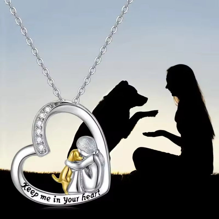Soft silver necklace with dog heart