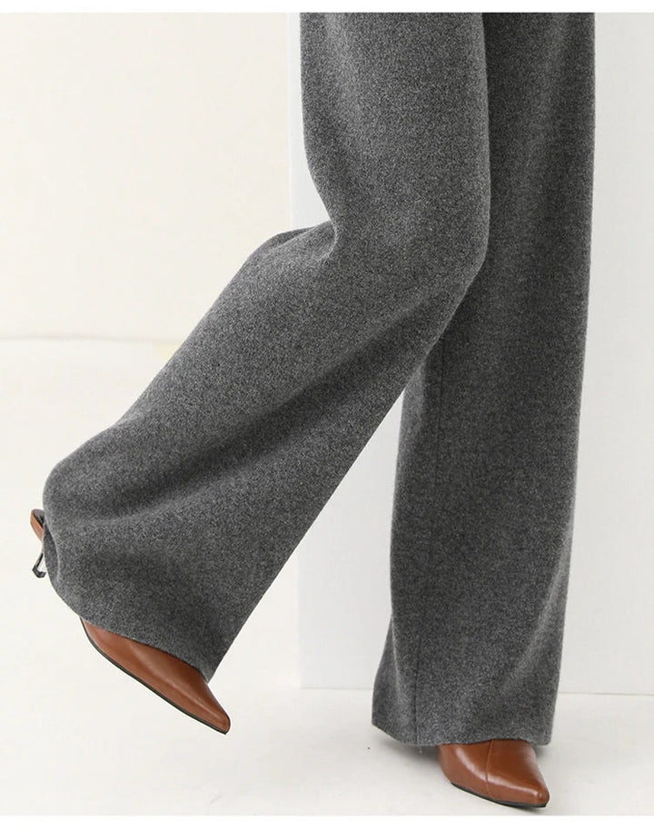 Women's Merino Wool Pants High Waist Wide-Leg