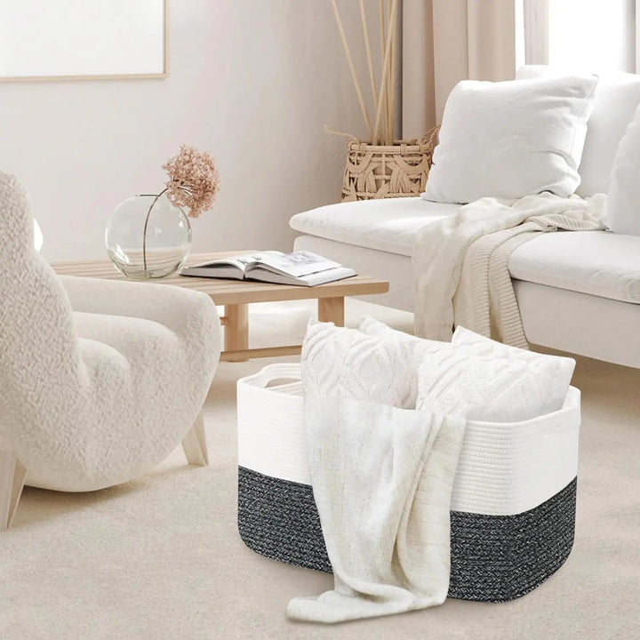 Extra Large Woven Cotton Rope Toy & Blanket Storage Basket – Marlow