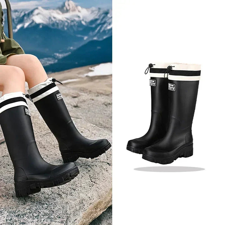 Ladies' waterproof retro look rain boots with anti-slip sole – Arlena