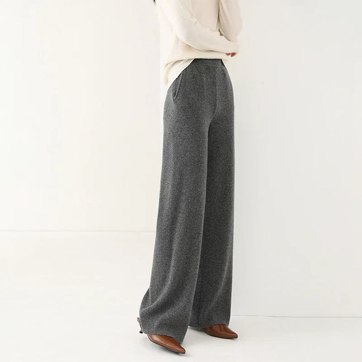 Women's Merino Wool Pants High Waist Wide-Leg
