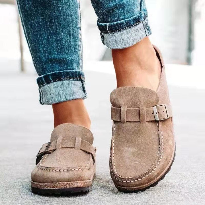 Retro Suede Slip-On Sandals with Orthopedic Comfort - Solenza