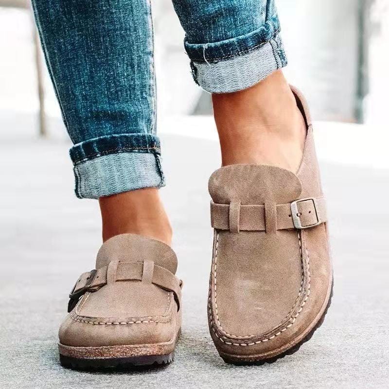 Retro Suede Slide Sandals with Orthopedic Comfort - Solenza
