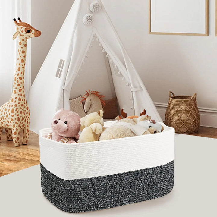 Extra Large Woven Cotton Rope Toy & Blanket Storage Basket – Marlow