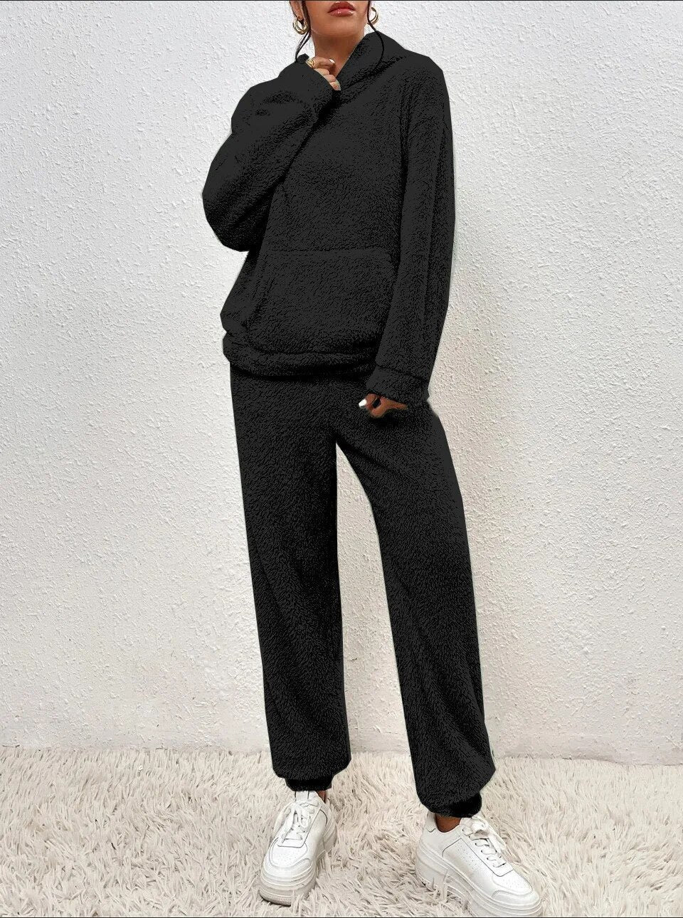 Ultra-Comfortable Hooded Teddy Loungewear Set - Lana