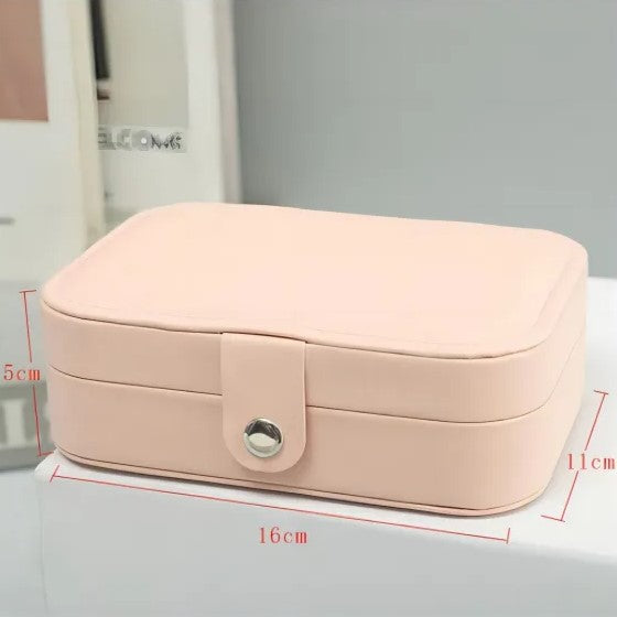Double-Layer Portable Leather Jewelry Box