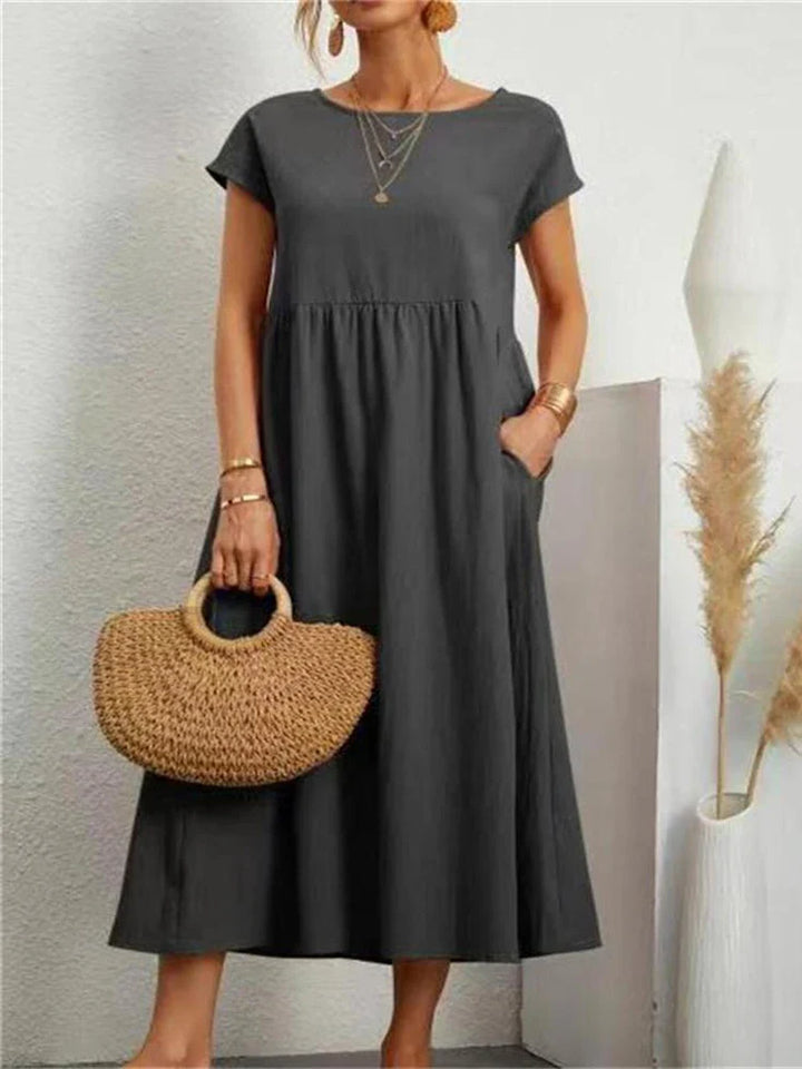 Vintage Cotton O-Neck Dress