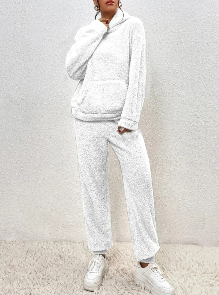 Ultra-Comfortable Hooded Teddy Loungewear Set - Lana