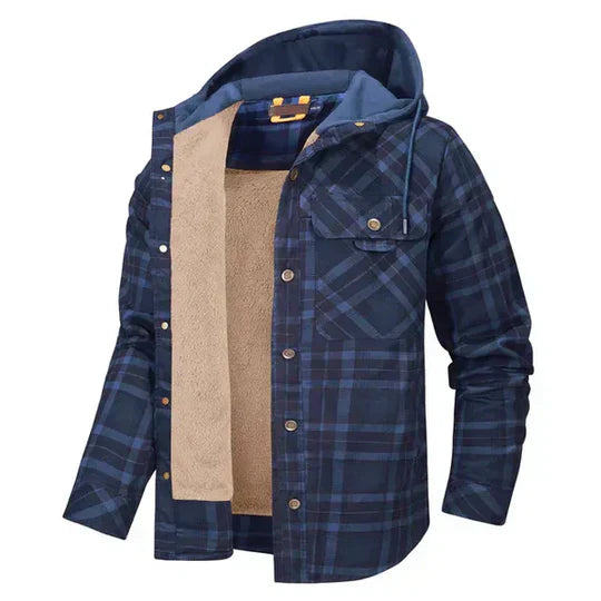 Men’s Plaid Hooded Shirt Jacket