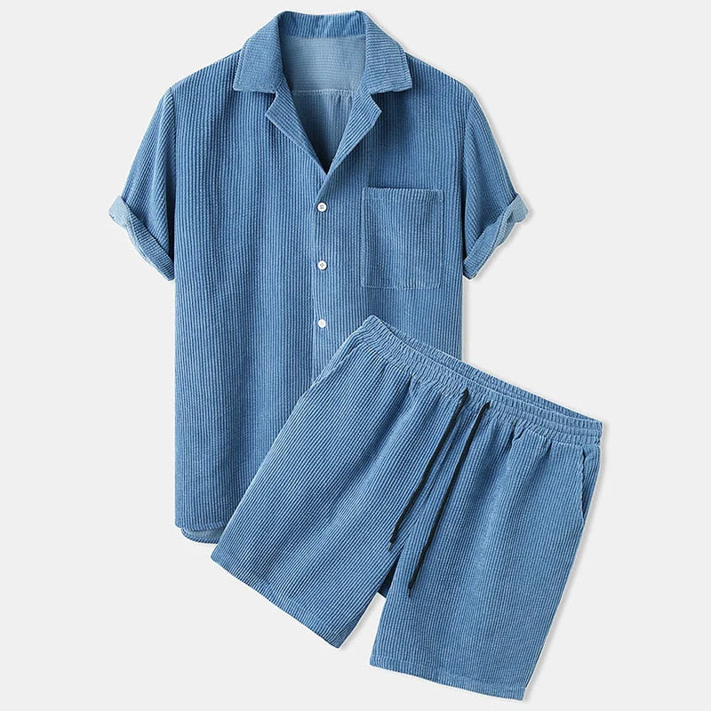 Ribbed Summer Clothing Set for Men - Effortless Style and Comfort for Warm Days