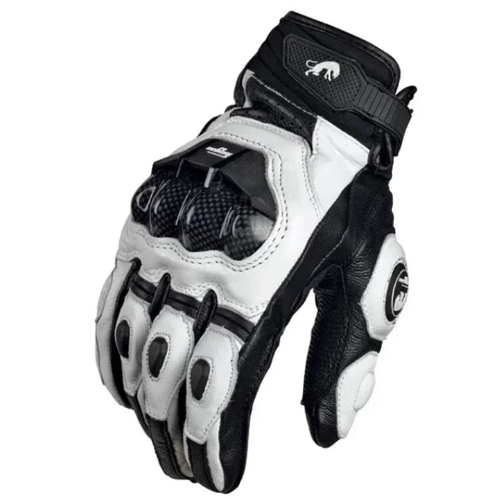 RidePro Carbon Motorcycle Gloves | Waterproof and Windproof | Touchscreen Compatible | Genuine Leather Protection | For Summer and Winter
