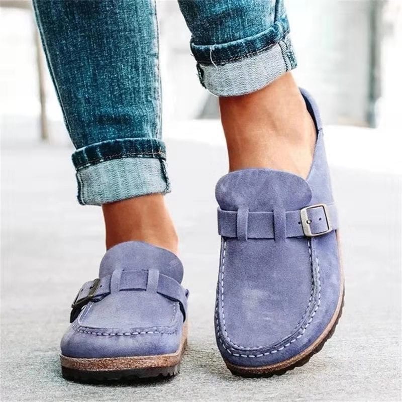Retro Suede Slide Sandals with Orthopedic Comfort - Solenza