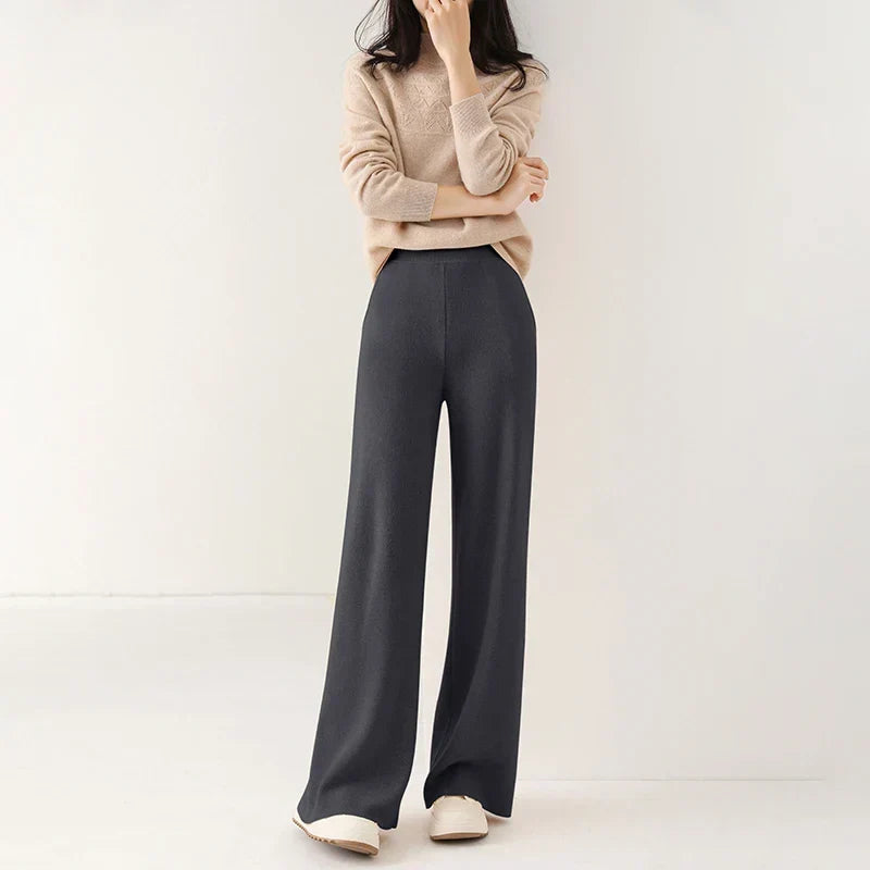 Women's Merino Wool Pants High Waist Wide-Leg