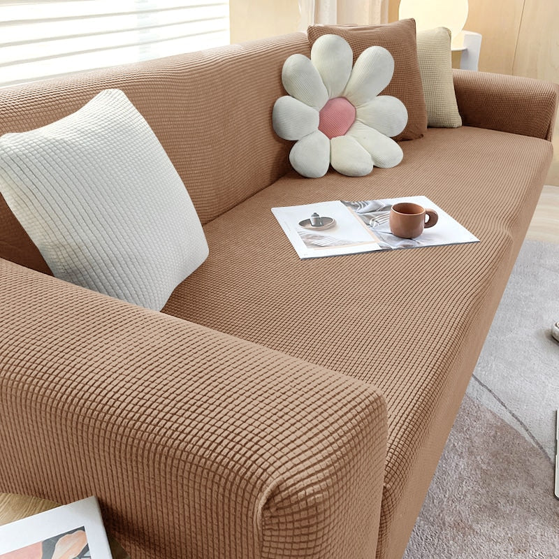 Textured Stretch Sofa Cover Non-Slip Sofa Protector