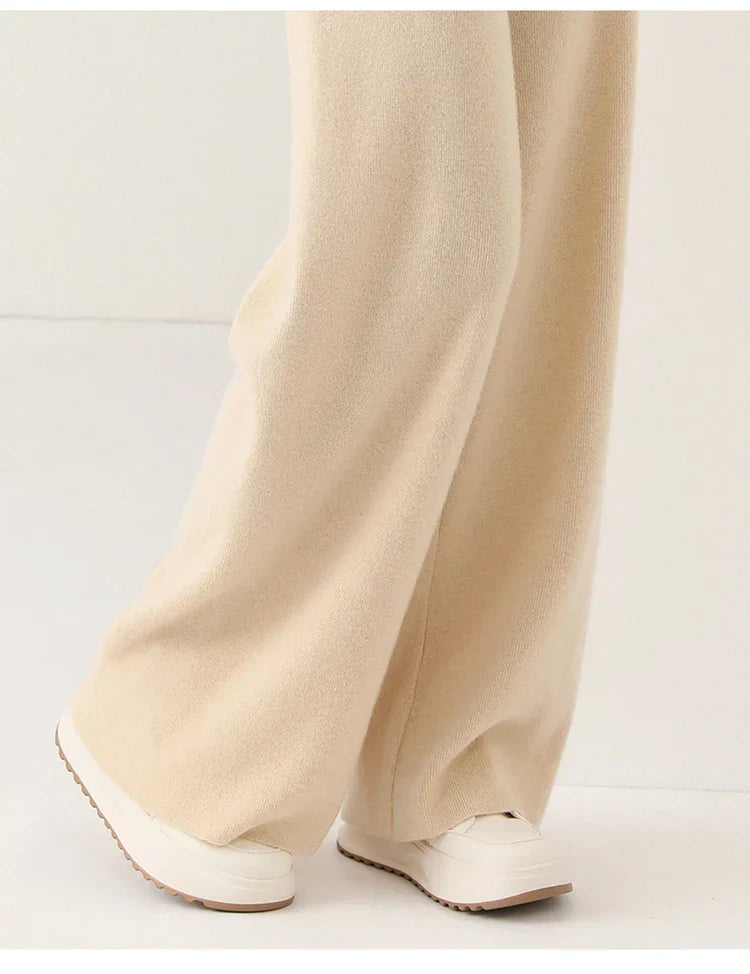 Women's Merino Wool Pants High Waist Wide-Leg