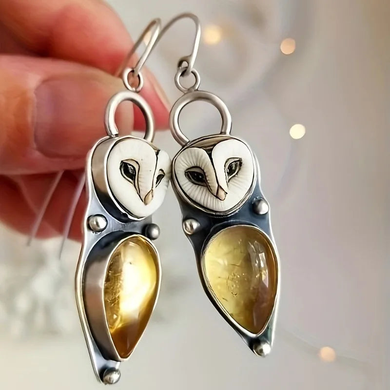 Boho Owl Dangle Earrings - Nickel-Free for Sensitive Ears