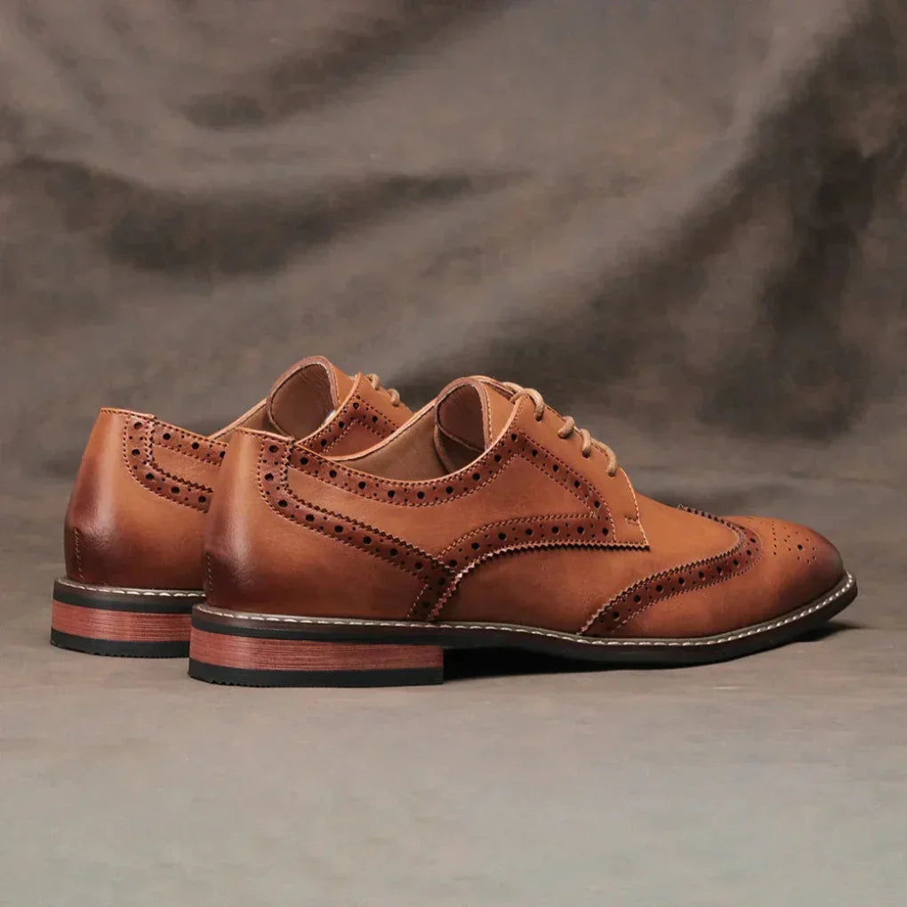 Leather Wingtip Brogue Oxford Lace Up Shoes