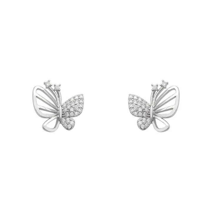 Elegant Cubic Zirconia Butterfly Stud Earrings