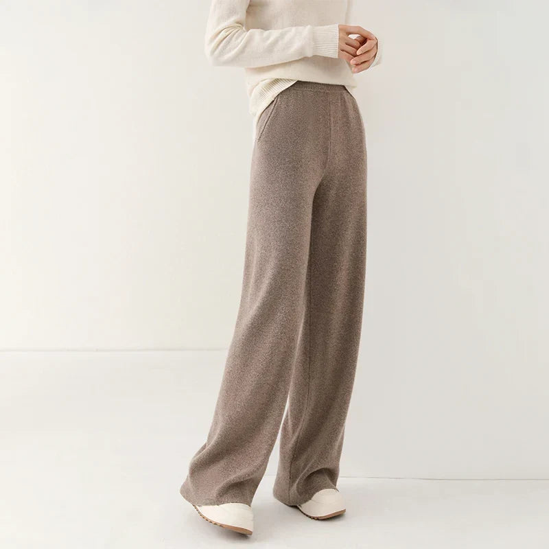 Women's Merino Wool Pants High Waist Wide-Leg