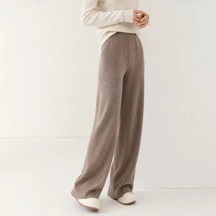 Women's Merino Wool Pants High Waist Wide-Leg