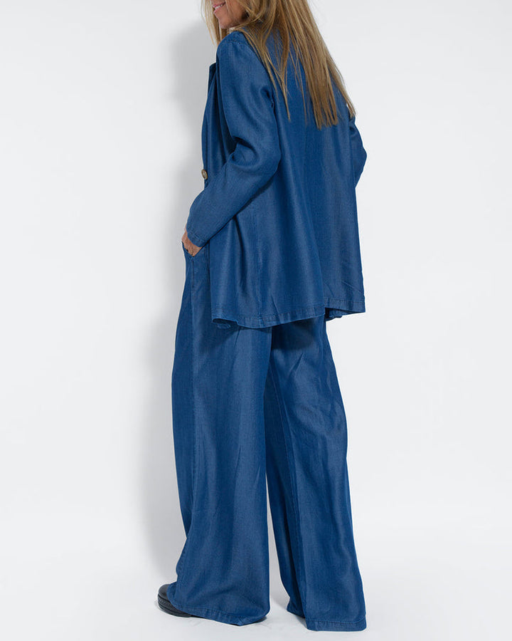 Linen 2-Piece Set with Wide-Leg Pants and Waistcoat – Alma